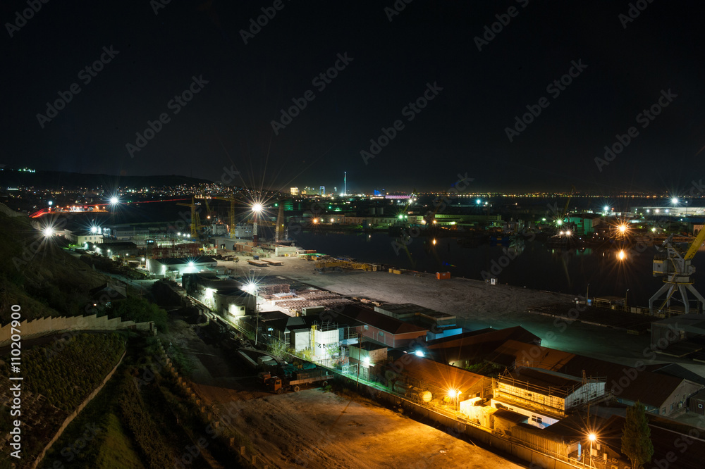 industrial port at night