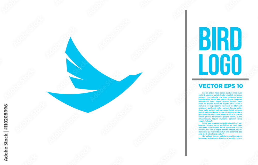 Fototapeta premium Bird Blue Tiny Logo vector logotype illustration 