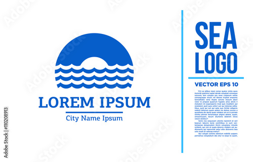 Sun Yoga Sea Logo vector logotype illustration 