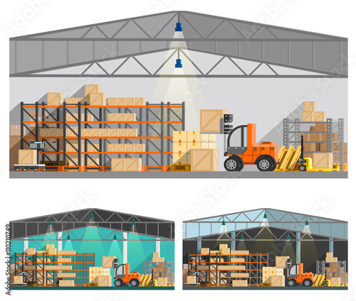 Warehouse And Storage Compositions Set 