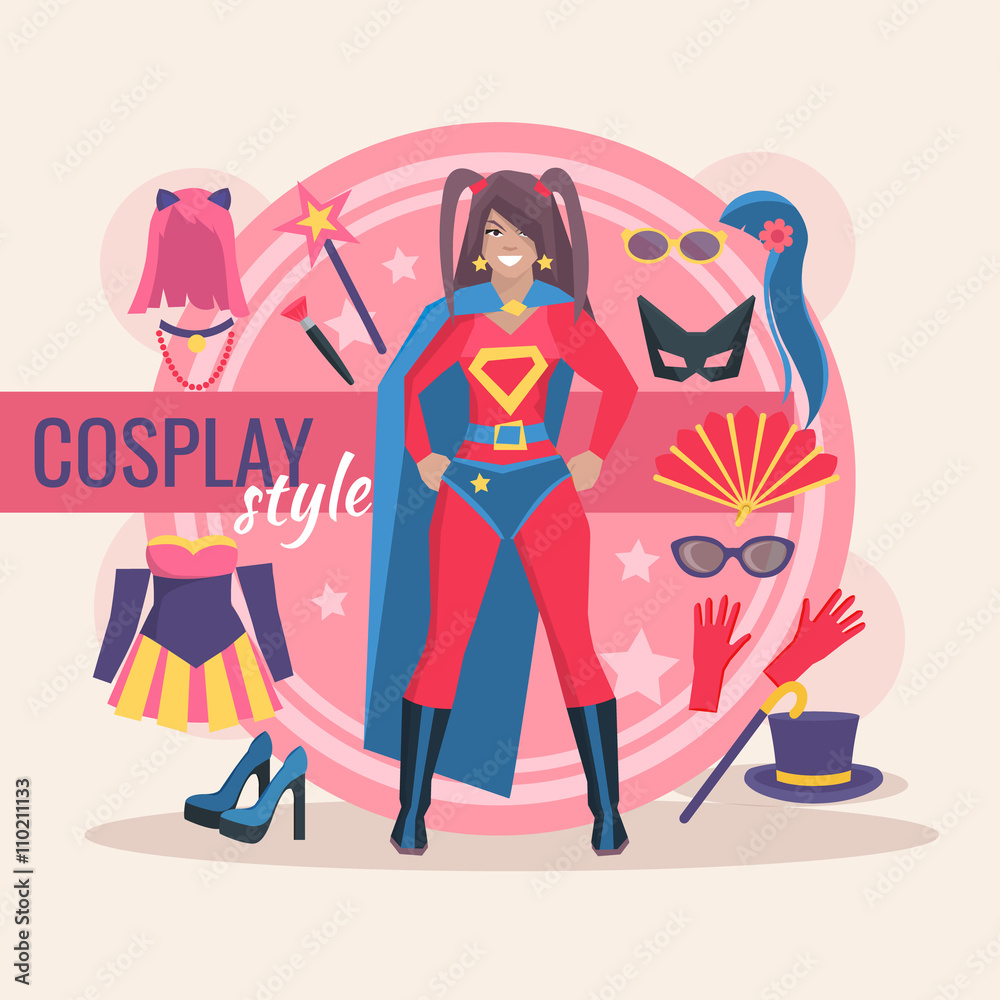 Cosplay Character Pack For Girl - obrazy, fototapety, plakaty 