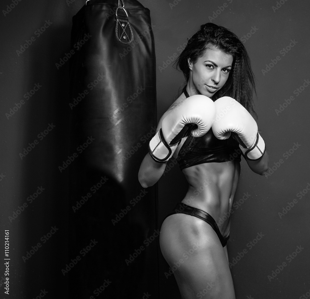 sexy young and fit female fighter posing in combat sexy young and fit female fighter posing in combat