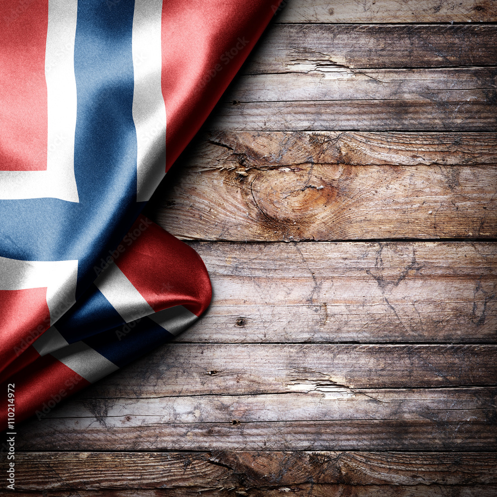 Flag of Norway on wooden boards Flag of Norway on wooden boards