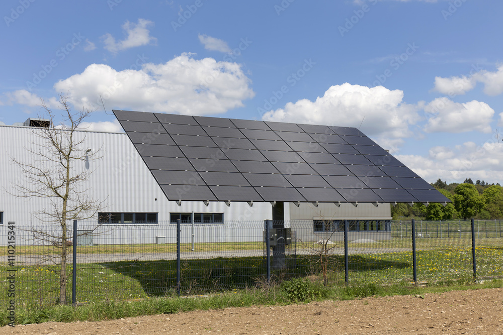 Solar Power Station on the spring flowering Meadow Solar Power Station on the spring flowering Meadow