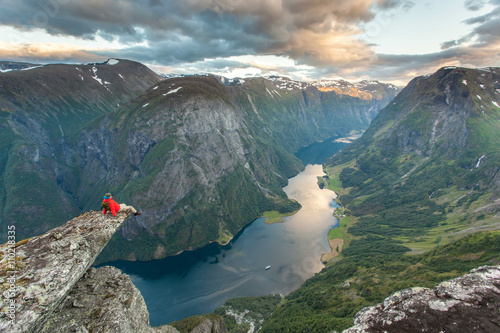 View over Naeroyfjord near Gudvangen, Norway