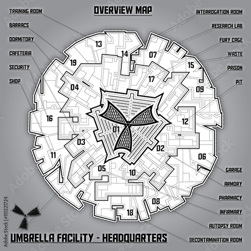 umbrella facility overview map vector shape element