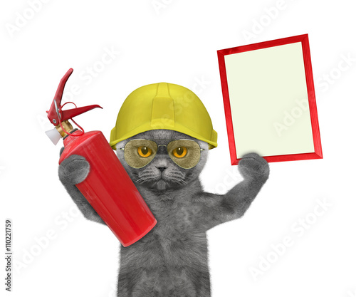Fototapeta Naklejka Na Ścianę i Meble -  firefighter cat is ready to work