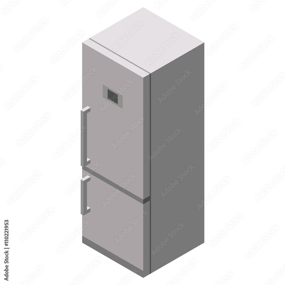 Fridge icon. Fridge icon web. Vector 3d flat isometric illustration Fridge icon. Fridge icon web. Vector 3d flat isometric illustration