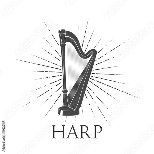 Harp. Isolated On White Background.