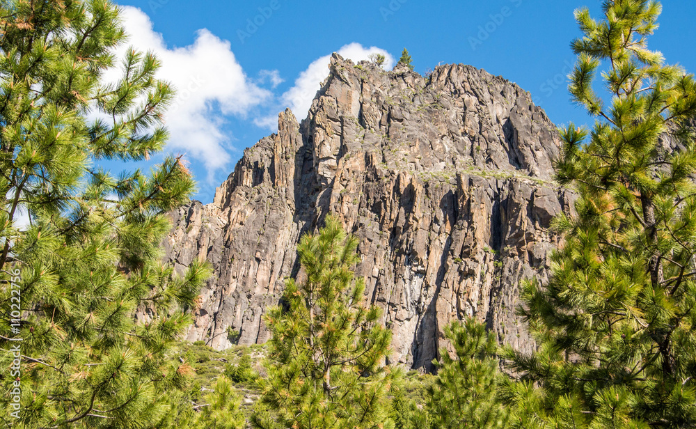 Large basalt outcrop in the Cascade Range in central Oregon