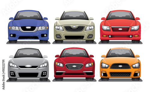 Modern Mid-Size Sedan Vector Set
