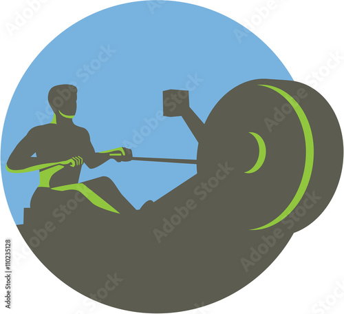 Rower Rowing Machine Circle Retro