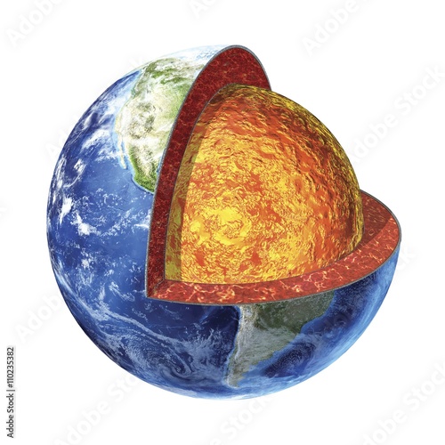 Earth's crust isolated against white background