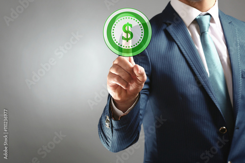 Businessman pressing busine...