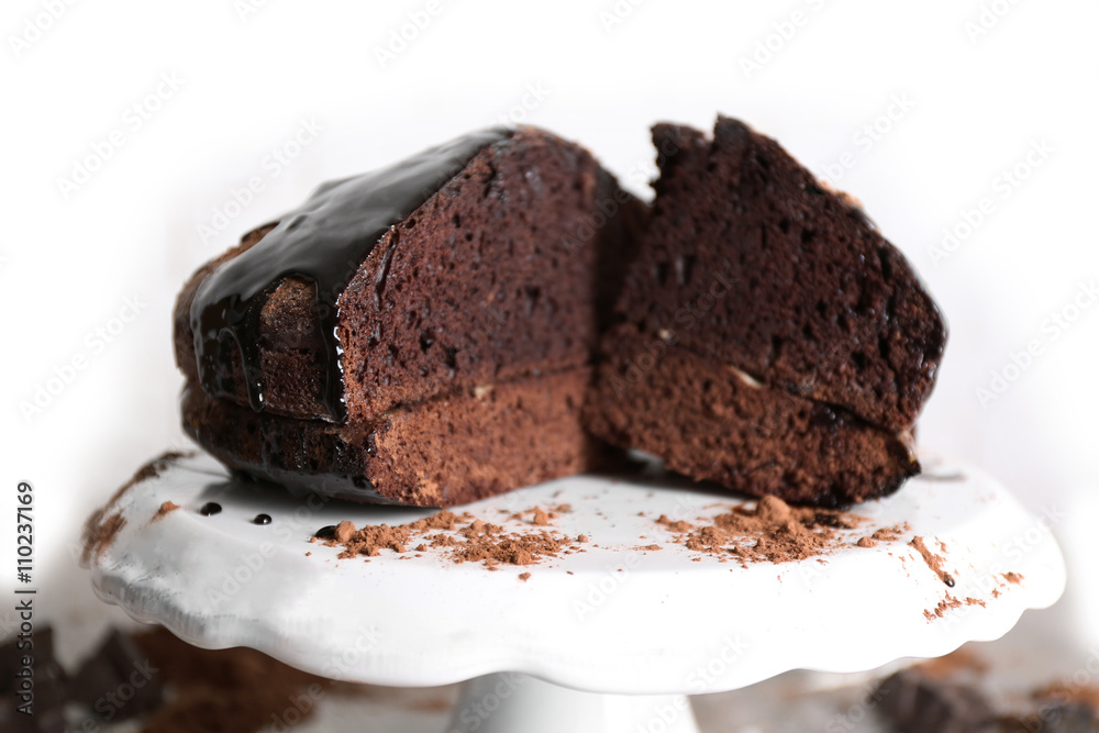 Home made chocolate pie on plate Home made chocolate pie on plate