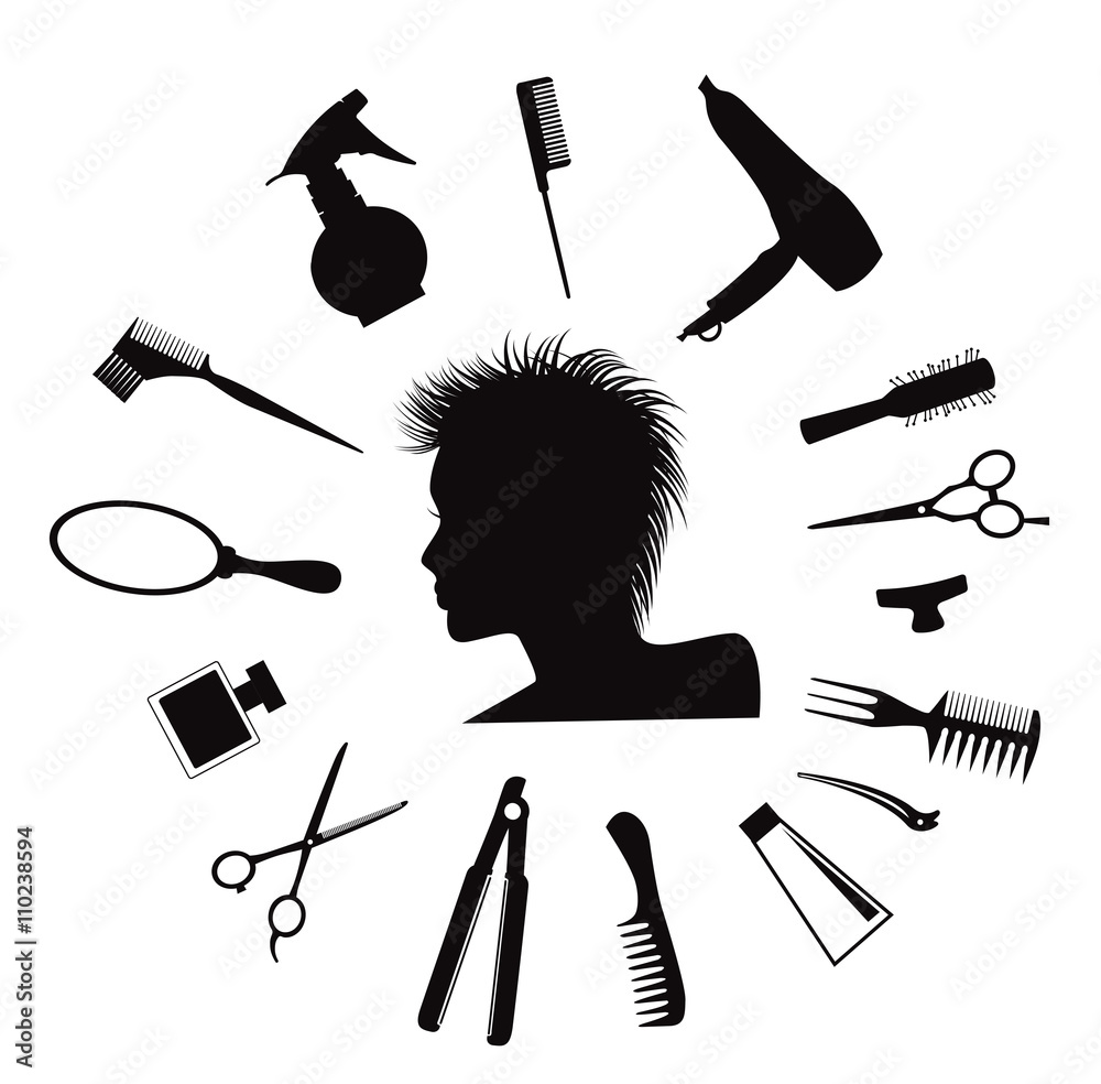Hairdressing Equipment Icons Ilustraci n De Stock Adobe Stock