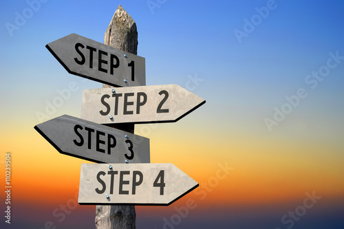 Steps 1, 2, 3, 4 signpost © PX Media