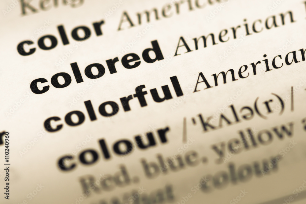 Close up of old English dictionary page with word colored Close up of old English dictionary page with word colored