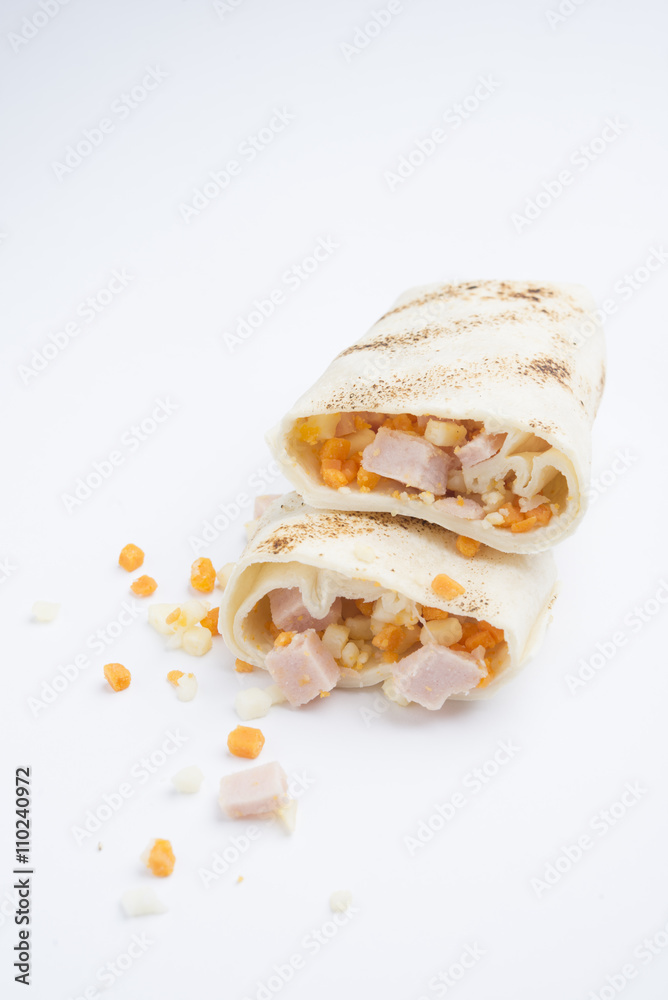 mexican burritos isolated on a white background