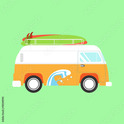 Vector illustration of a retro  van