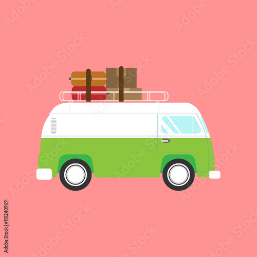 Vector illustration of a retro  van