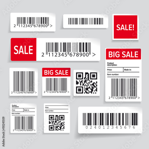 Barcode label and sale vector set