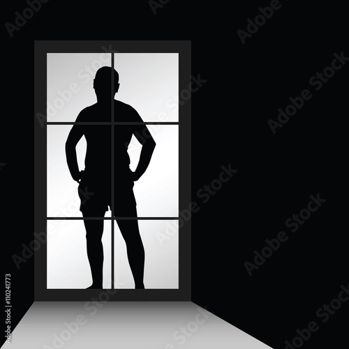 man and window silhouette illustration