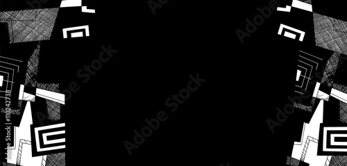 Abstract geometric background, monochrome panorama with geometric shapes