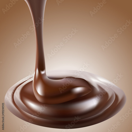 Hot melted chocolate illustration on brown background