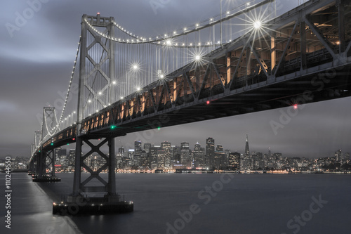 Dusk over San Francisco-Oakland Bay Bridge and San Francisco Skyline, California