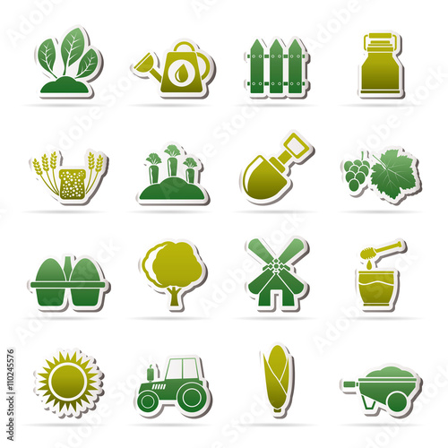 Agriculture and farming icons - vector icon set