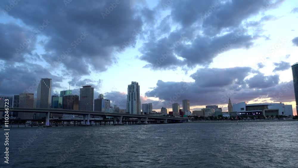 Impressive Miami Downtown skyline in the evening Impressive Miami Downtown skyline in the evening