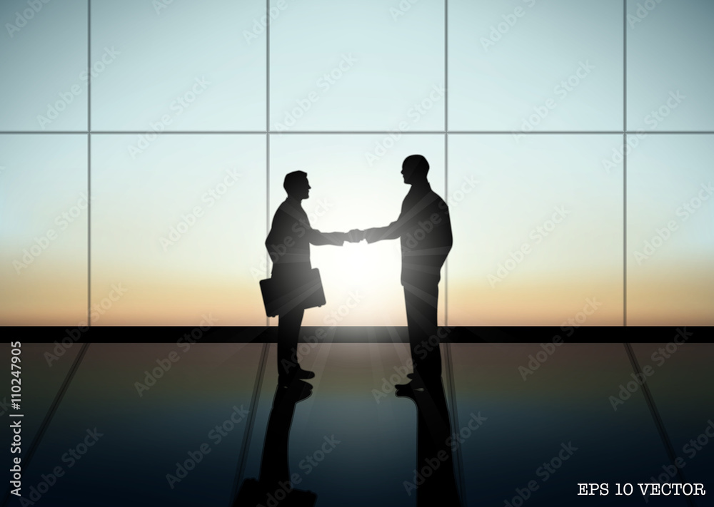 Two Businessman shaking hand silhouettes Two Businessman shaking hand silhouettes