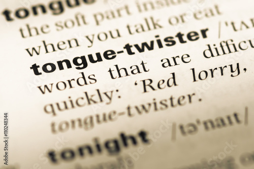 Canvas-taulu Close up of old English dictionary page with word tongue twister