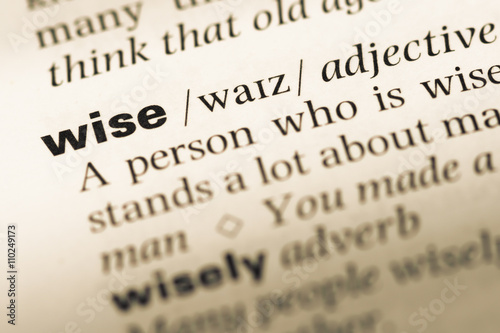 Canvas Print Close up of old English dictionary page with word wise