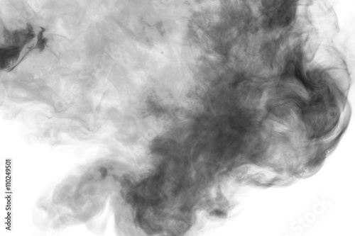 Abstract gray smoke hookah on a white background.