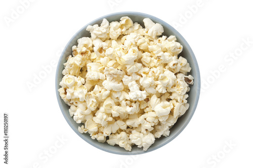 overhead shot of a bowl with popcorn