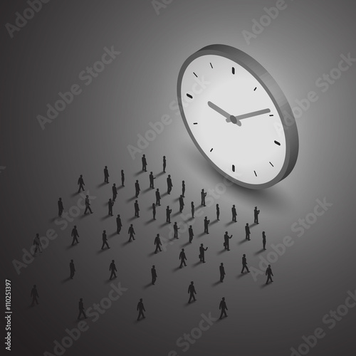 Time management business concept. A group of people walking to a