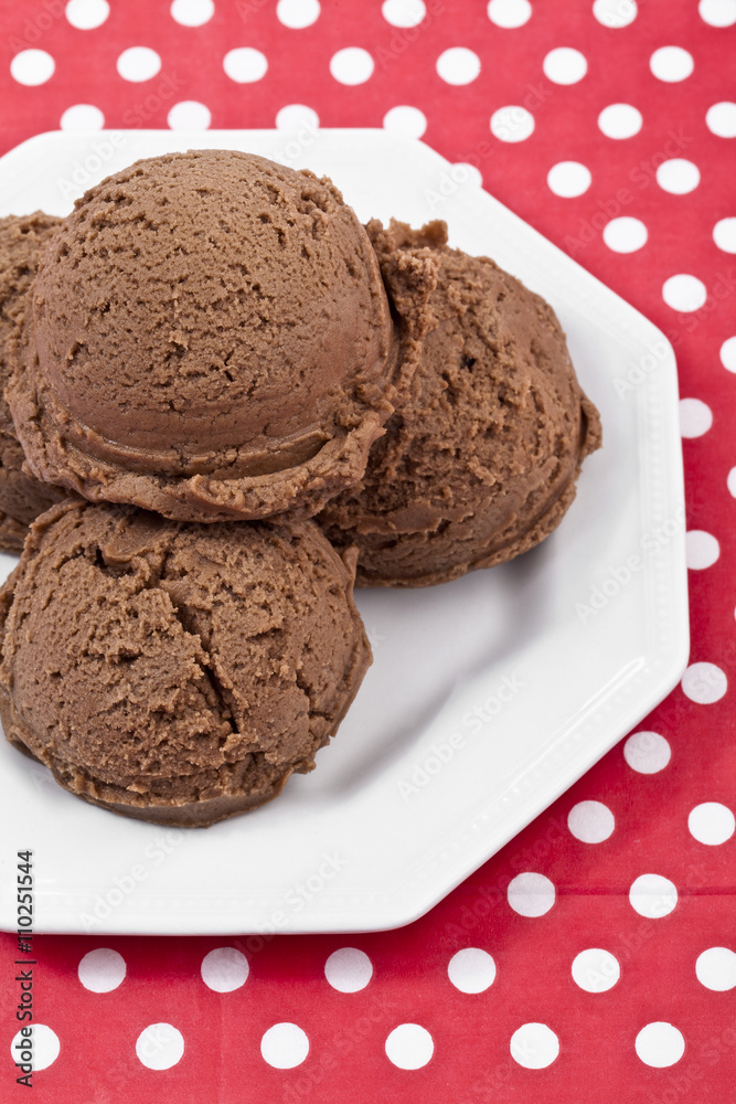 plate with chocolate flavor ice cream plate with chocolate flavor ice cream