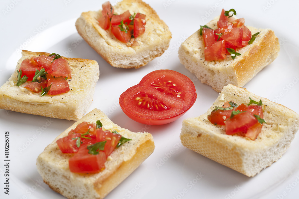 tomato bruschetta in star shape arragement tomato bruschetta in star shape arragement