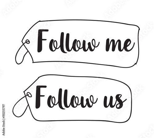 Follow me, follow us labels. Vector design