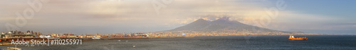 Napoli and mount Vesuvius at sunset in a summer day