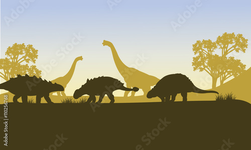 Ankylosaurus silhouette of scenery