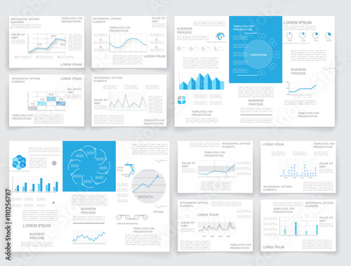 Brochures for business reports, cover layout and infographics