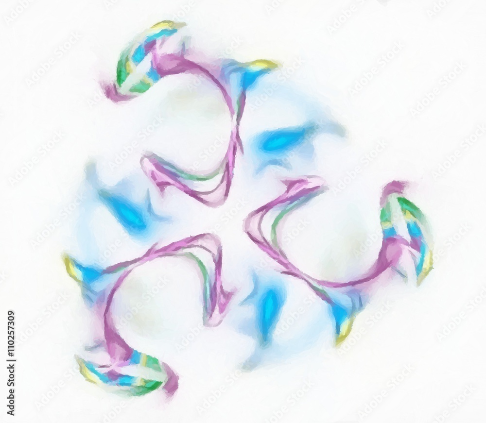 Naklejka premium Digital fractal drawing. White background. Copy space