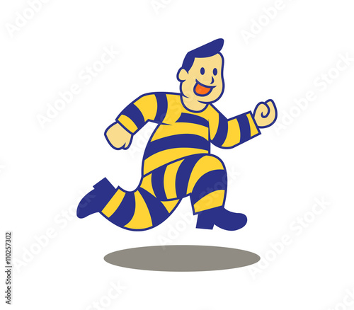 A vector illustration of escaping prisoner from the jail