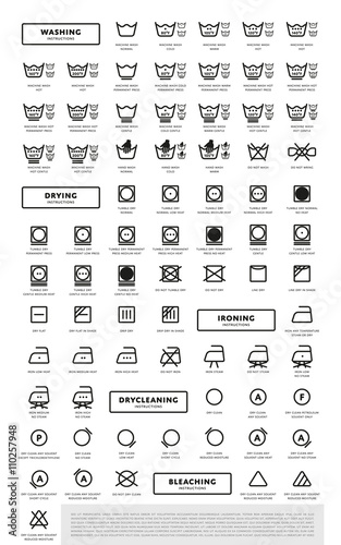 Laundry washing symbols icon set, vector illustration
