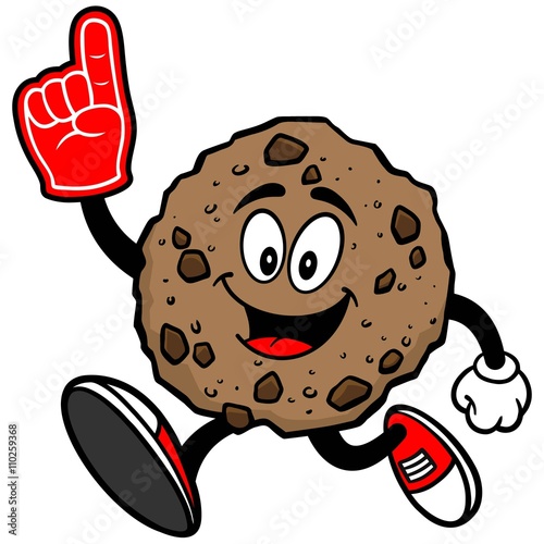 Chocolate Chip Cookie Running with a Foam Finger