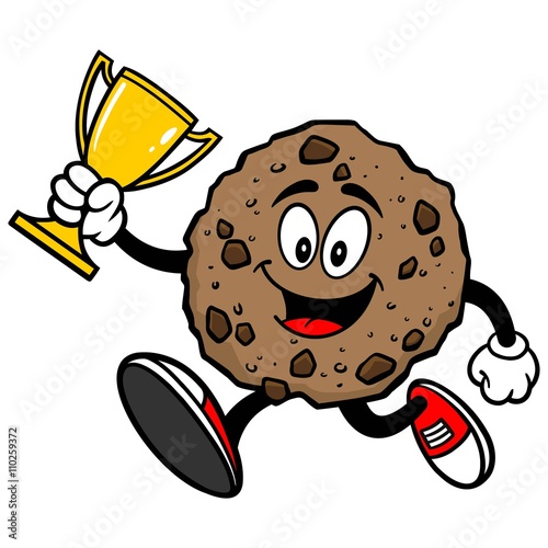Chocolate Chip Cookie Running with a Trophy