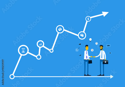  two business man meeting concept and business partnership deal to business on  business graph 